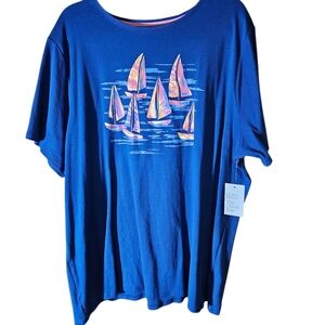 Croft & Barrow Blue Short Sleeve Tee with Sailboat Design